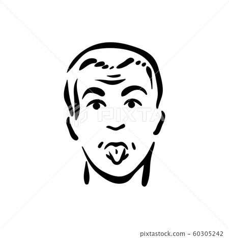 Silly face person emotion on white background 60305242