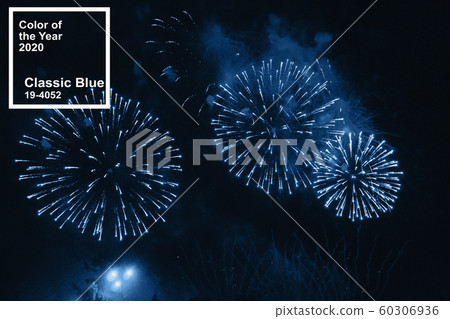 Classic Blue pantone color of the Year 2020. Festive fireworks 60306936