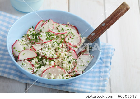 Spring salad with radish and cottage cheese Spring salad with radish and cottage cheese 60309588