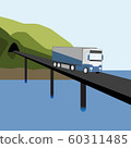 Lorry rides on the bridge. 60311485
