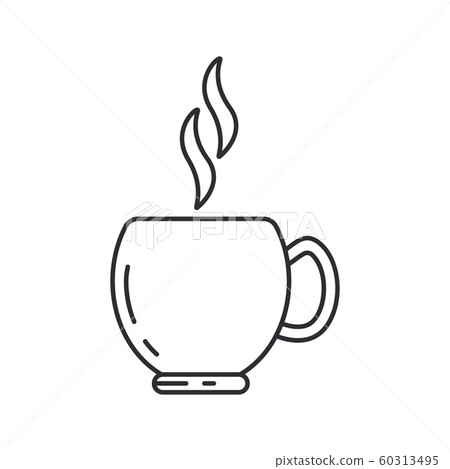 Winter traditional warm cocoa, tea, coffee, cappuccino, cafe line icon. Holiday Xmas winter trendy decoration background. Holidays family event. Children happiness. Vector linear illustration vintage. 60313495