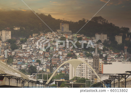 Rio de Janeiro downtown and favela Rio de Janeiro downtown and favela 60313802
