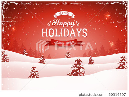 Vintage Red Christmas Landscape Background Vintage Red Christmas Landscape Background 60314507