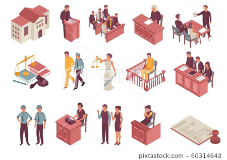 Justice Isometric Icons 60314648
