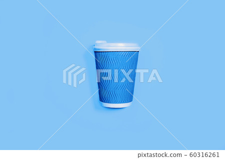 Blue 2020 inscription. Blue paper cup for coffee. 60316261