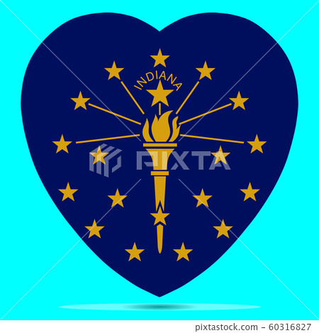 Indiana Flag In Heart Shape Vector illustration 60316827