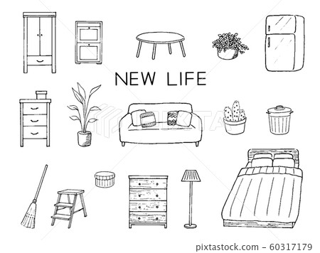 客廳室內家具筆繪圖集 60317179