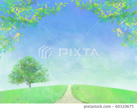 Tree on the hill, sky, tree, watercolor, hand-drawn style Tree on the hill, sky, tree, watercolor, hand-drawn style 60320675