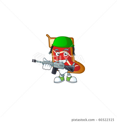 A cartoon style of santa shoes cookies Army with machine gun A cartoon style of santa shoes cookies Army with machine gun 60322315