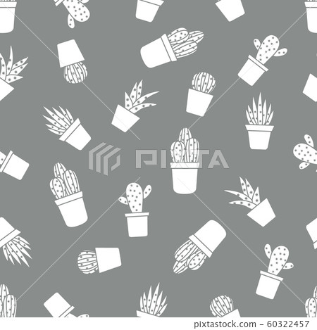 Vector seamless pattern with cactus and succulents Vector seamless pattern with cactus and succulents 60322457