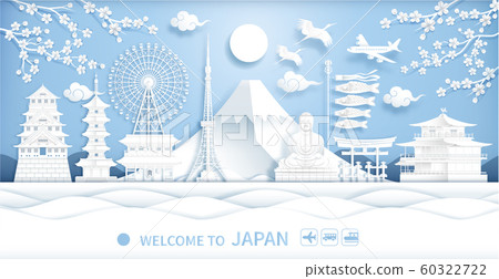 Japan famous landmarks travel banner paper cut Japan famous landmarks travel banner paper cut 60322722