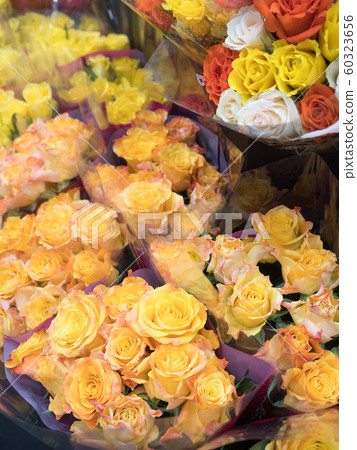 Rose flower lined up in store Rose flower lined up in store 60323656
