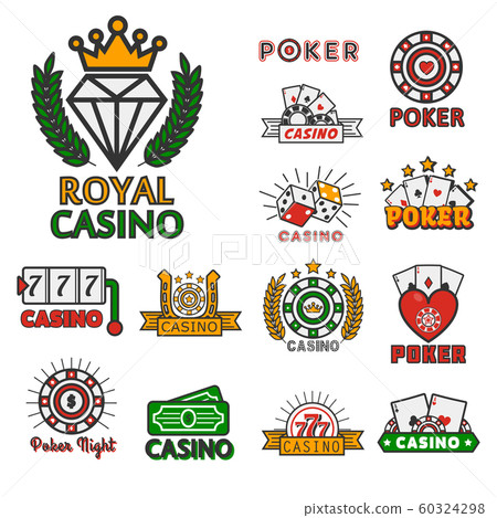 Casino and poker online games logo collection with text 60324298