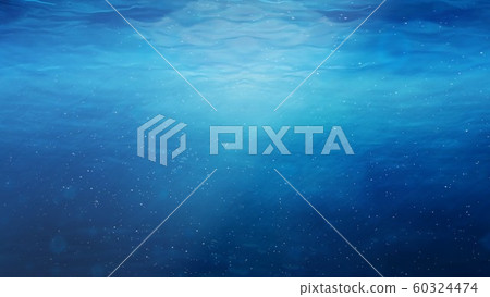 Underwater Near Ocean Surface with Rising Bubbles in Blue Sea - Abstract Background Texture 60324474