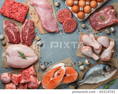 Carnivore diet, zero carb concept, top view 60324593