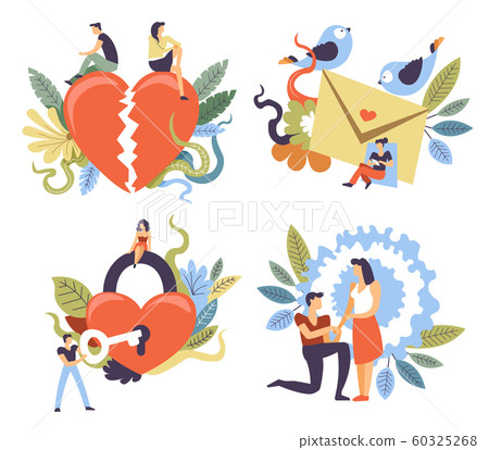 Relationship stages from courtship to break up and marriage proposal 60325268