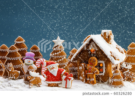 Gingerbread house and trees Gingerbread house and trees 60326280