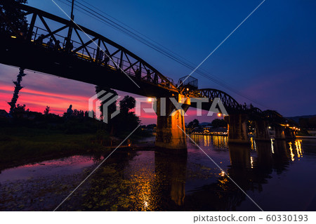 river Kwai bridge at dusk, Kanchanaburi river Kwai bridge at dusk, Kanchanaburi 60330193
