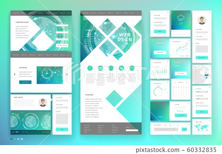 Website template design with interface elements 60332835