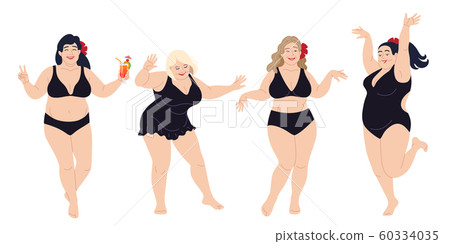 Dancing Plus Size Happy Women in Black Swimming Dancing Plus Size Happy Women in Black Swimming 60334035