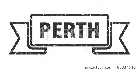 Perth ribbon. Black Perth grunge band sign Perth ribbon. Black Perth grunge band sign 60334516