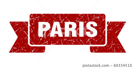 Paris ribbon. Red Paris grunge band sign Paris ribbon. Red Paris grunge band sign 60334518
