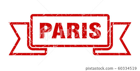 Paris ribbon. Red Paris grunge band sign 60334519
