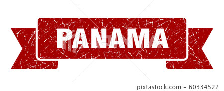 Panama ribbon. Red Panama grunge band sign Panama ribbon. Red Panama grunge band sign 60334522
