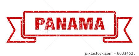 Panama ribbon. Red Panama grunge band sign 60334523