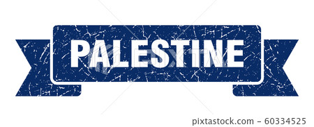 Palestine ribbon. Blue Palestine grunge band sign Palestine ribbon. Blue Palestine grunge band sign 60334525