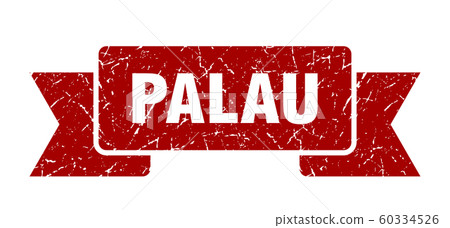 Palau ribbon. Red Palau grunge band sign Palau ribbon. Red Palau grunge band sign 60334526