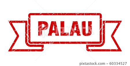 Palau ribbon. Red Palau grunge band sign Palau ribbon. Red Palau grunge band sign 60334527