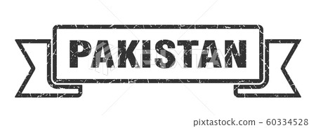 Pakistan ribbon. Black Pakistan grunge band sign Pakistan ribbon. Black Pakistan grunge band sign 60334528