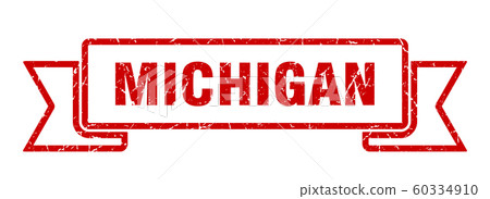 Michigan ribbon. Red Michigan grunge band sign Michigan ribbon. Red Michigan grunge band sign 60334910