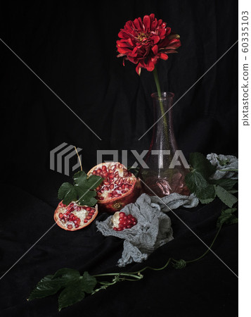 Red flower on a black background 60335103