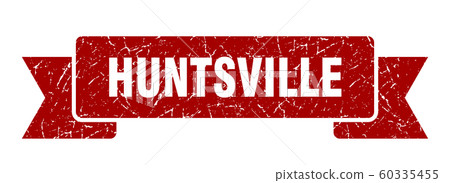 Huntsville ribbon. Red Huntsville grunge band sign Huntsville ribbon. Red Huntsville grunge band sign 60335455