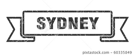 Sydney ribbon. Black Sydney grunge band sign Sydney ribbon. Black Sydney grunge band sign 60335849