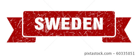 Sweden ribbon. Red Sweden grunge band sign 60335851