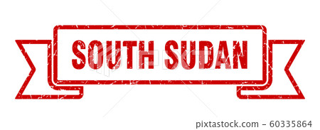 South Sudan ribbon. Red South Sudan grunge band South Sudan ribbon. Red South Sudan grunge band 60335864