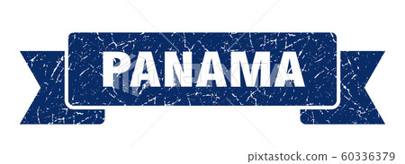 Panama ribbon. Blue Panama grunge band sign Panama ribbon. Blue Panama grunge band sign 60336379