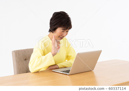 Senior female laptop Senior female laptop 60337114
