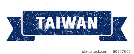 Taiwan ribbon. Blue Taiwan grunge band sign Taiwan ribbon. Blue Taiwan grunge band sign 60337602