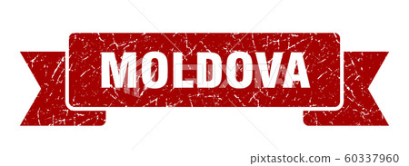 Moldova ribbon. Red Moldova grunge band sign 60337960