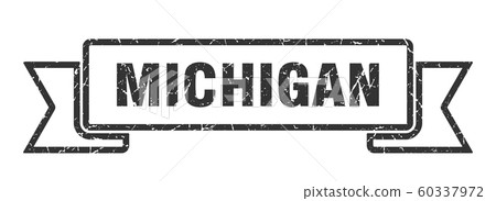 Michigan ribbon. Black Michigan grunge band sign Michigan ribbon. Black Michigan grunge band sign 60337972