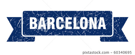 Barcelona ribbon. Blue Barcelona grunge band sign Barcelona ribbon. Blue Barcelona grunge band sign 60340695
