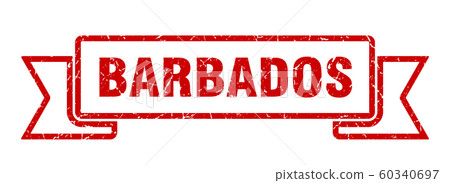 Barbados ribbon. Red Barbados grunge band sign 60340697