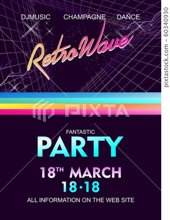 retro wave cyber space poster retro wave cyber space poster 60340930