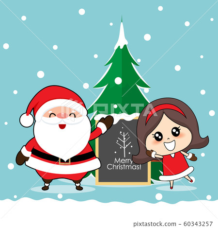 Santa Claus and Cute girl with santa costume. Santa Claus and Cute girl with santa costume. 60343257