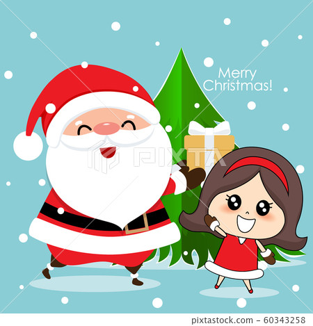 Santa Claus and Cute girl with santa costume. 60343258