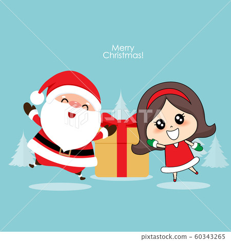 Santa Claus and Cute girl with santa costume. Santa Claus and Cute girl with santa costume. 60343265